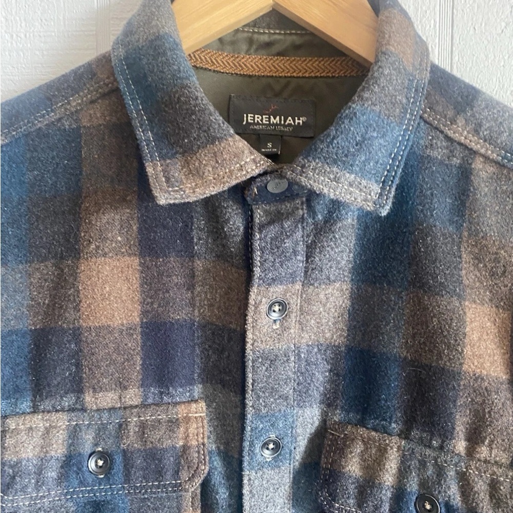 Jeremiah flannel Blue Brown Plaid wool small men’s button down